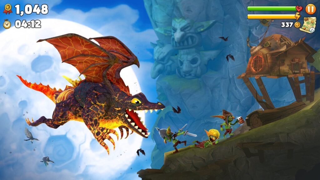 Fire dragon attacks in Ubisoft's mobile game action scene