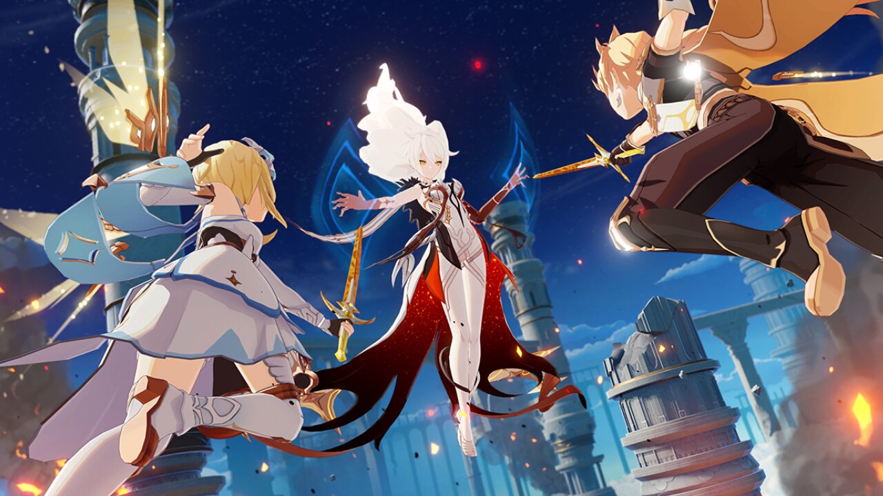 Characters battle skyward in adventure mobile game
