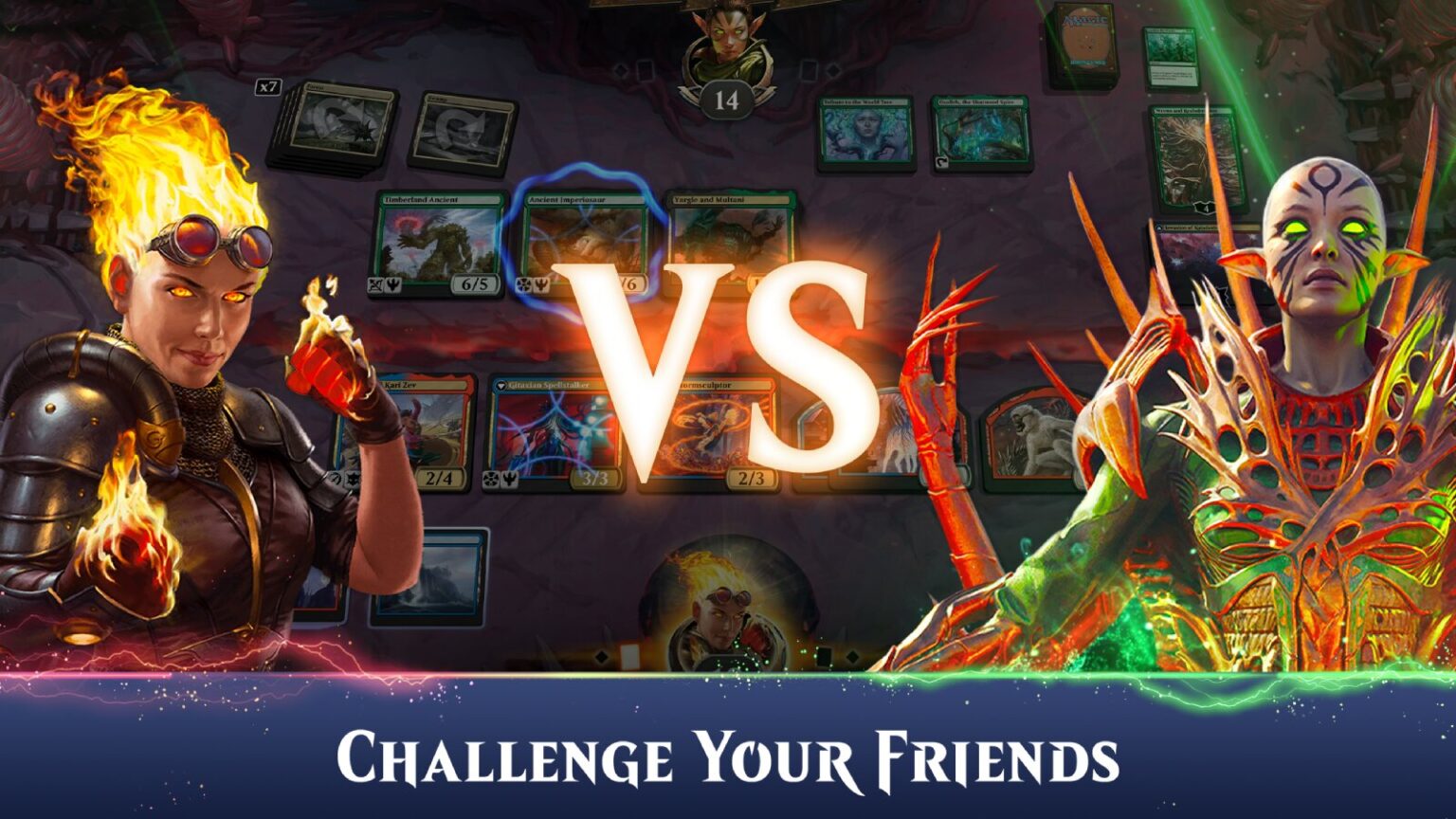 Fantasy heroes battle in card battler mobile game like Marvel Snap