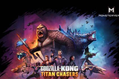 Image shows creatures and characters from Godzilla x Kong Titan Chasers game