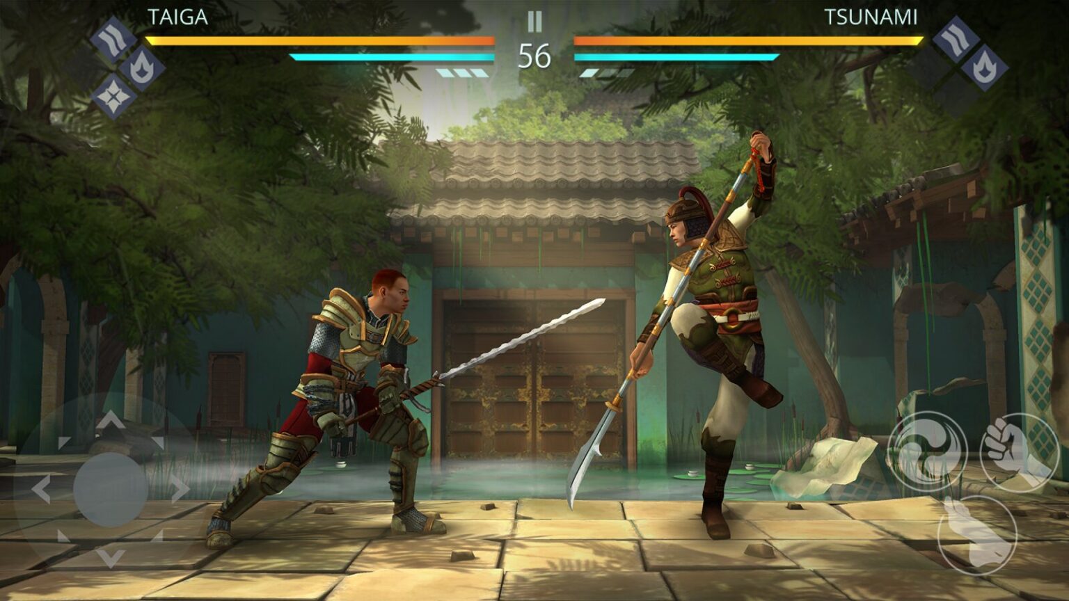 Two warriors duel in free mobile game scene