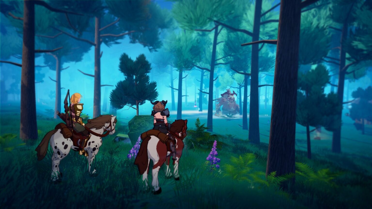 Two riders in an open world mobile game