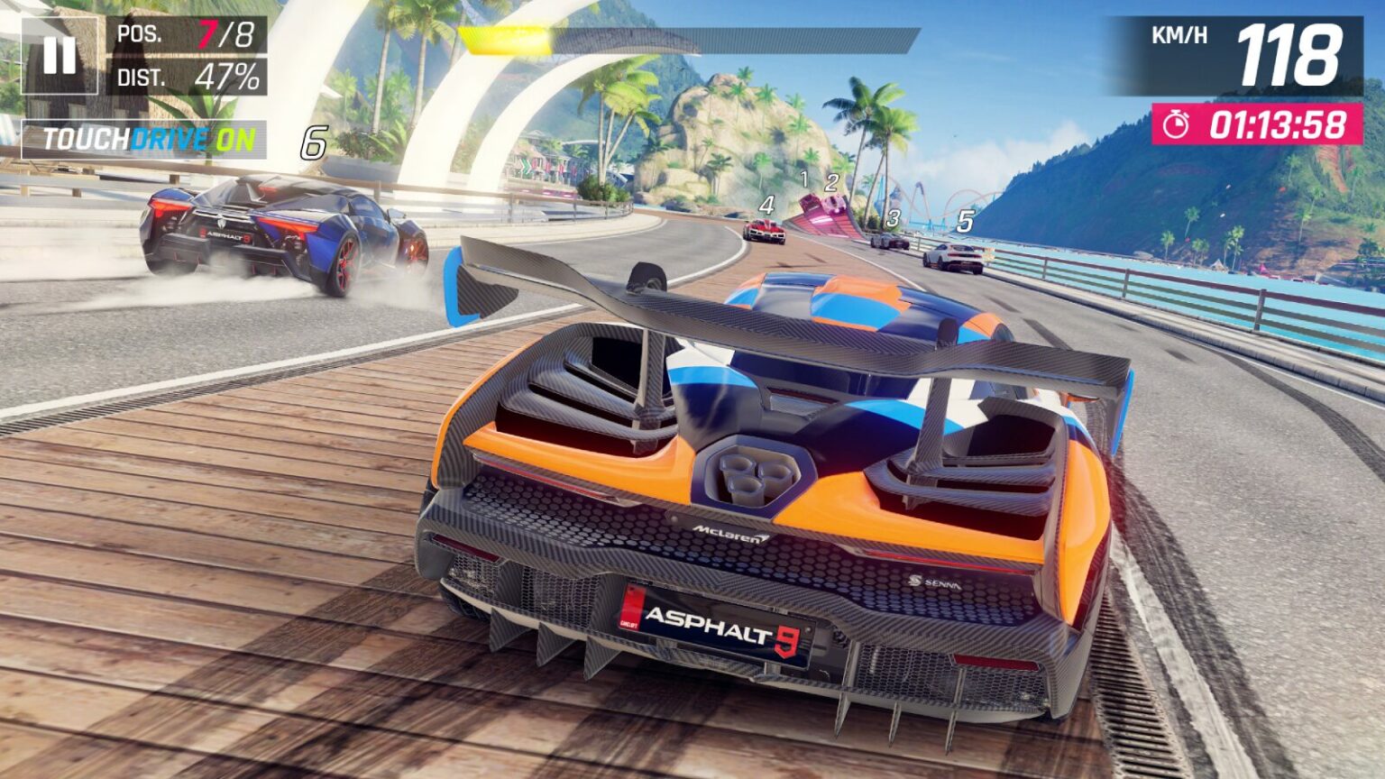 A high-speed race with flashy sports cars from a realistic mobile racing game