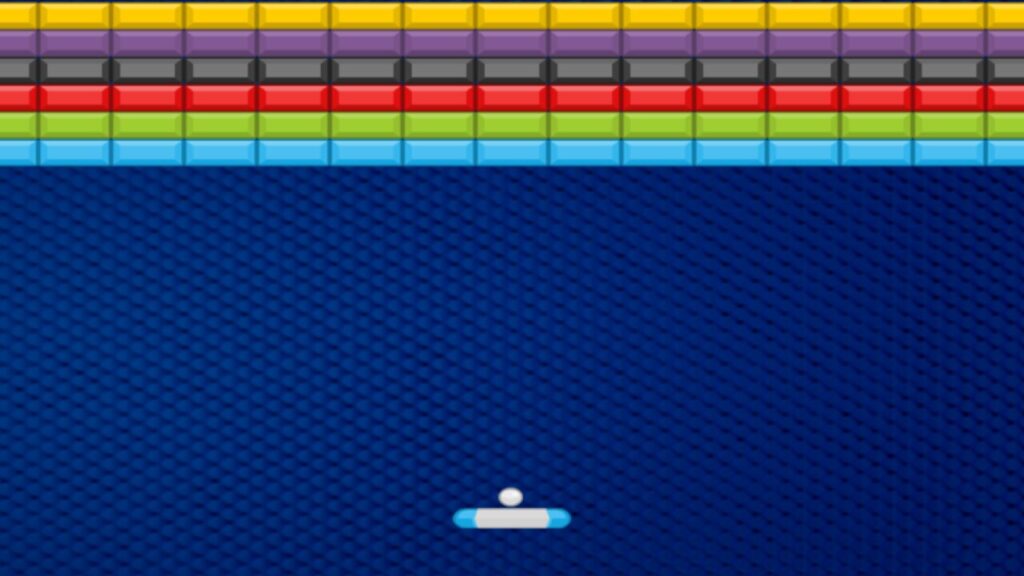 Colorful bricks and paddle in a game