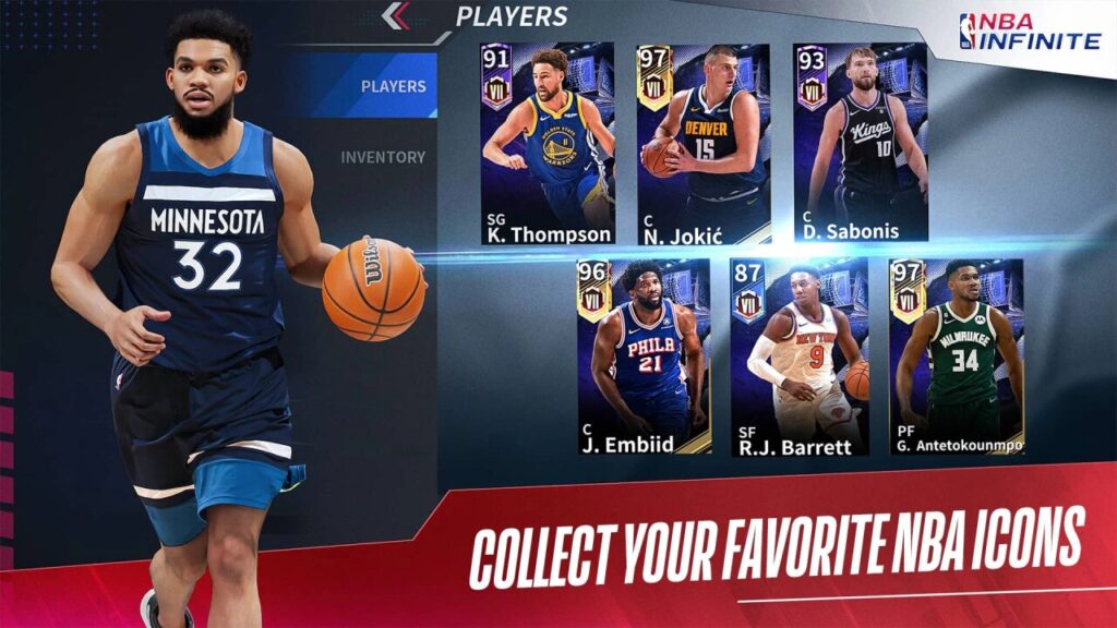 NBA Infinite game features player collection interface