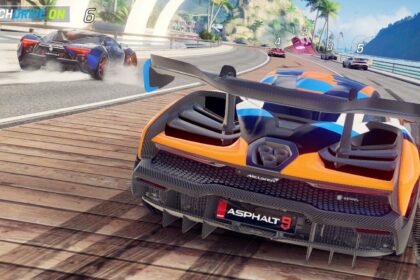 Racing cars compete in popular mobile game series