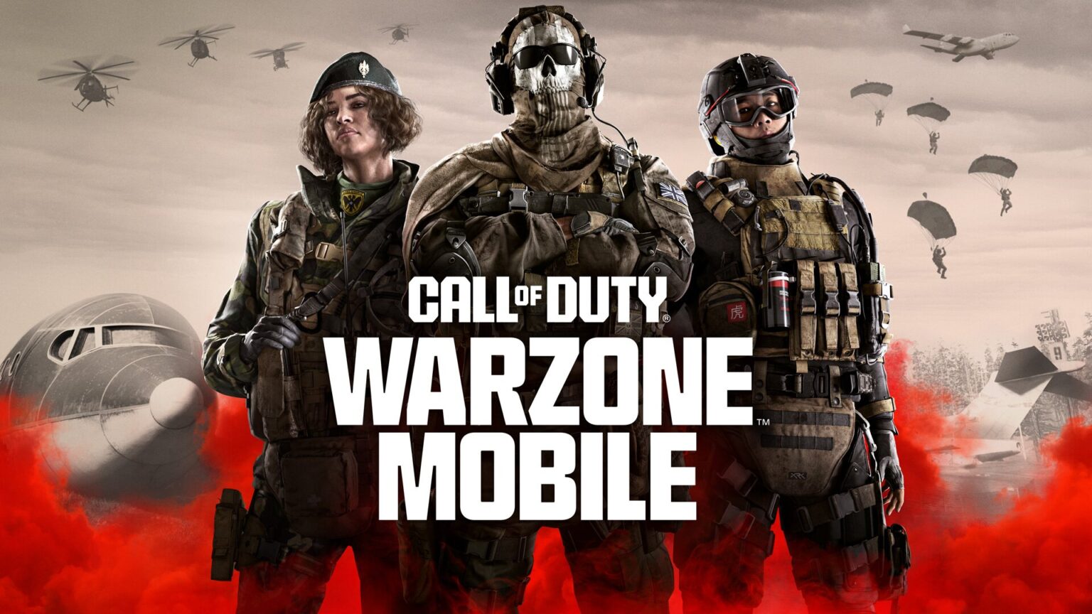 Call of Duty Warzone Mobile Global with three armed characters displayed