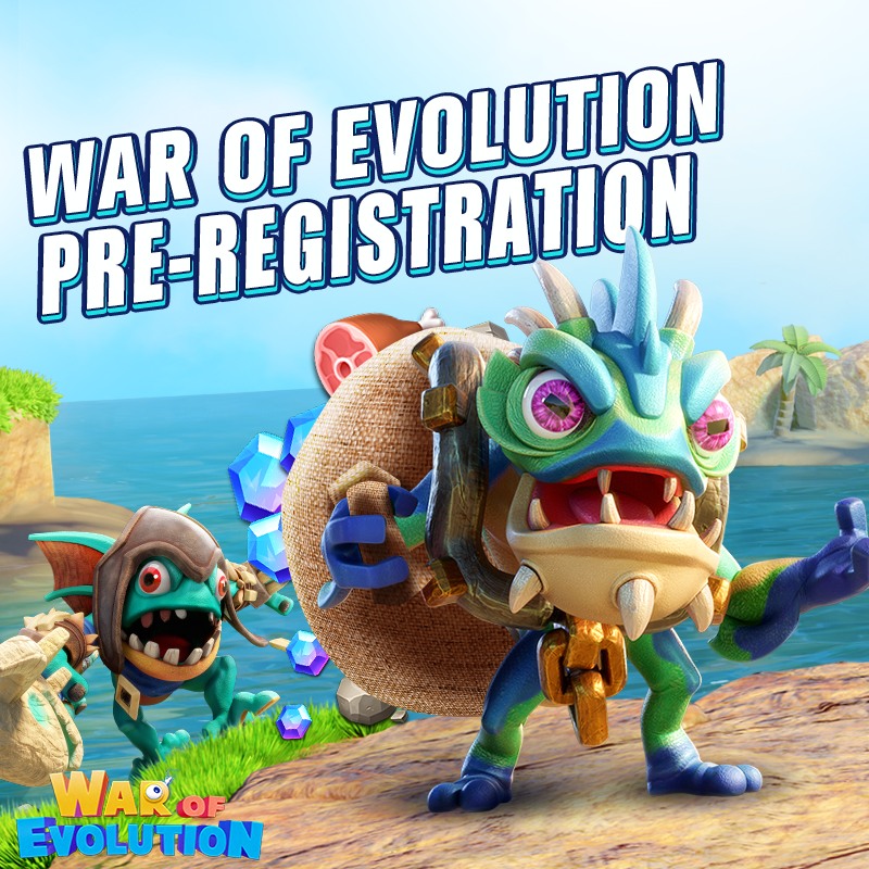 Cartoonish monsters advertise War of Evolution pre-registration