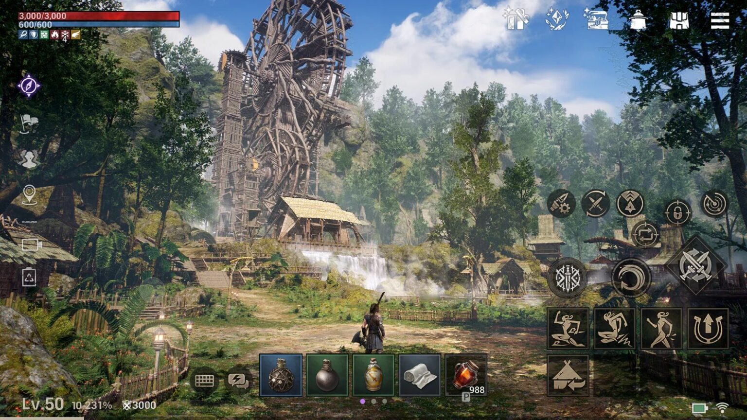 Arthdal Chronicles Three Factions game displays tribal village and warrior.