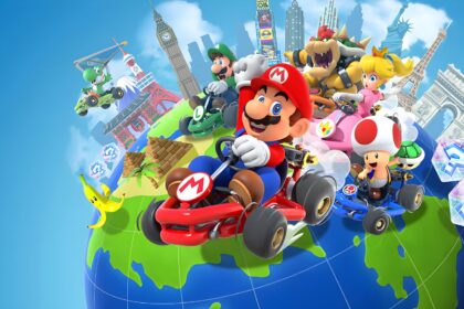 Iconic characters racing around globe in casual mobile game