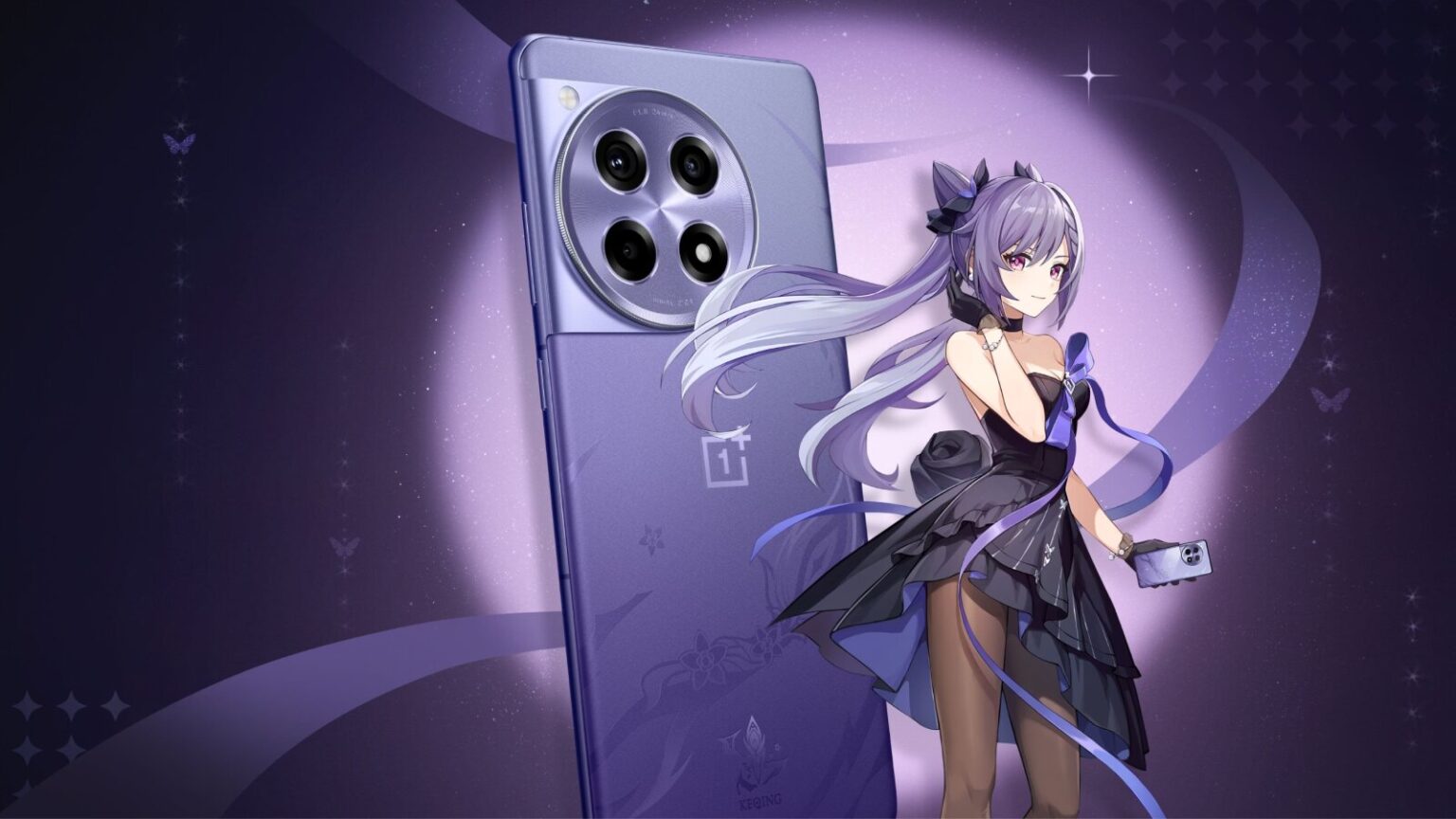 OnePlus X Genshin Impact Keqing-themed phone with anime character