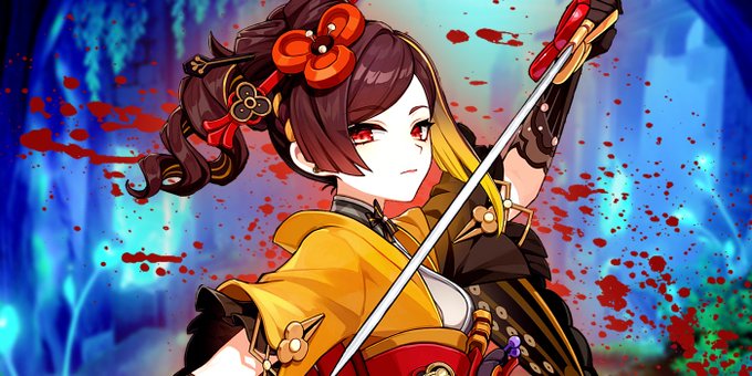 Genshin Impact's leaked Chiori character holding sword in her hand