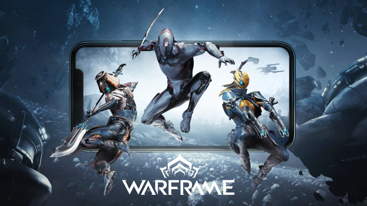Warframe Mobile game characters leap from phone screen
