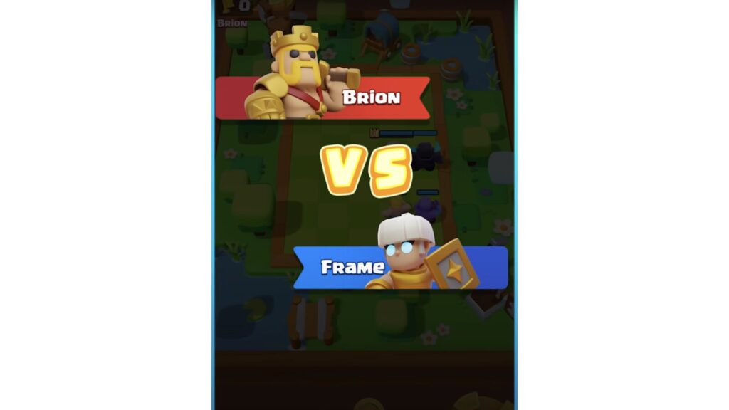King character faces knight in Clash Mini Game challenge