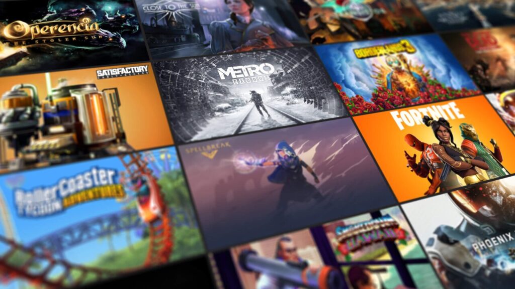 Epic Game Store showcases diverse games, featuring Fortnite prominently