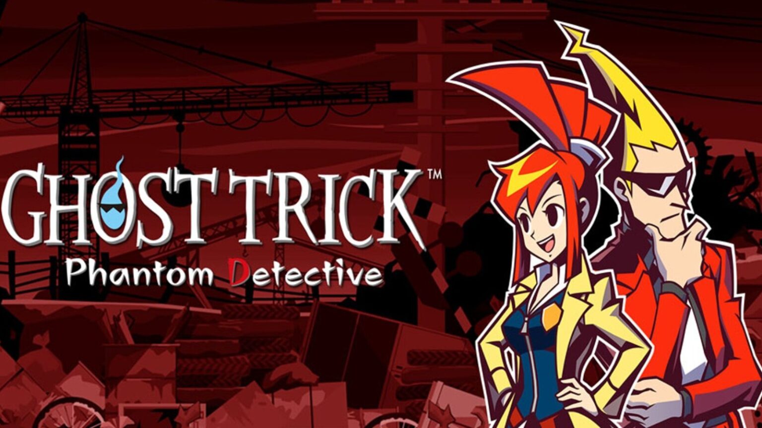 Ghost Trick: Phantom Detective Remaster features bold characters and a stylized logo