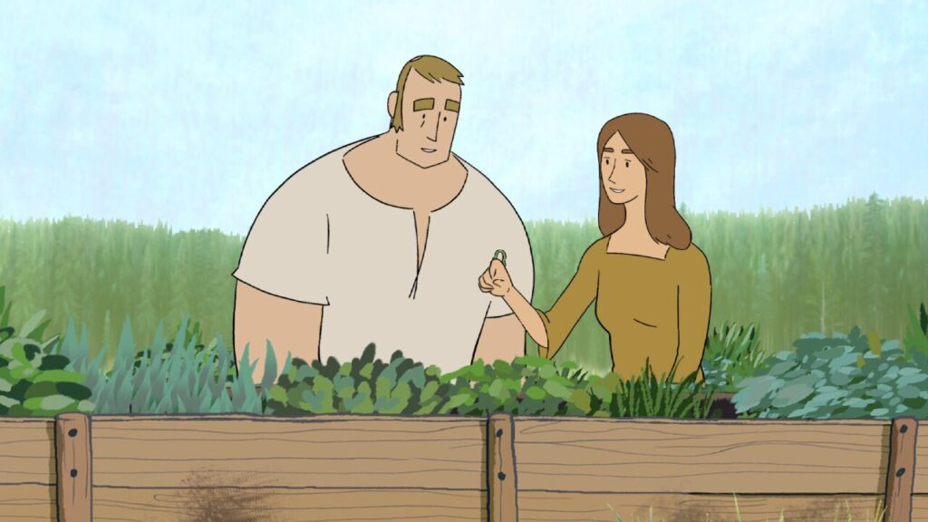 Two people gardening together in Pine: A Story Of Loss 