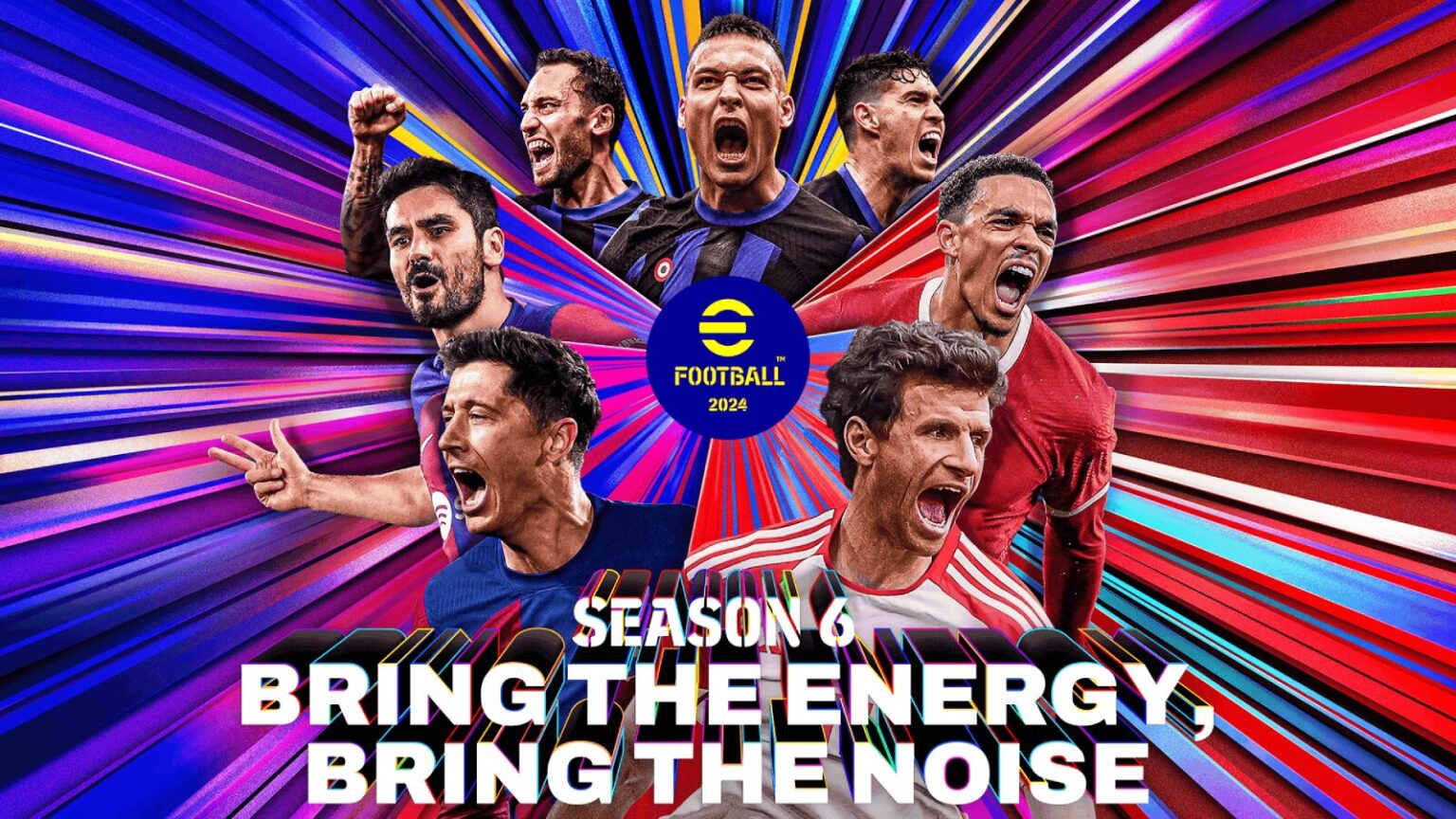 eFootball 2024 Season 6 update ignites with vibrant, energetic player imagery