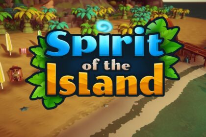 Colorful beach scene from the game Spirit of the Island Mobile