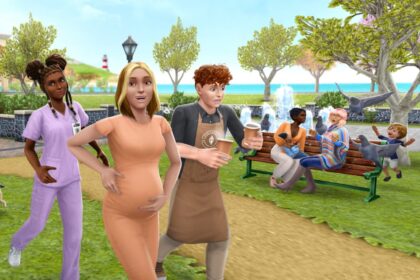 A bustling park scene in a free life simulation mobile game
