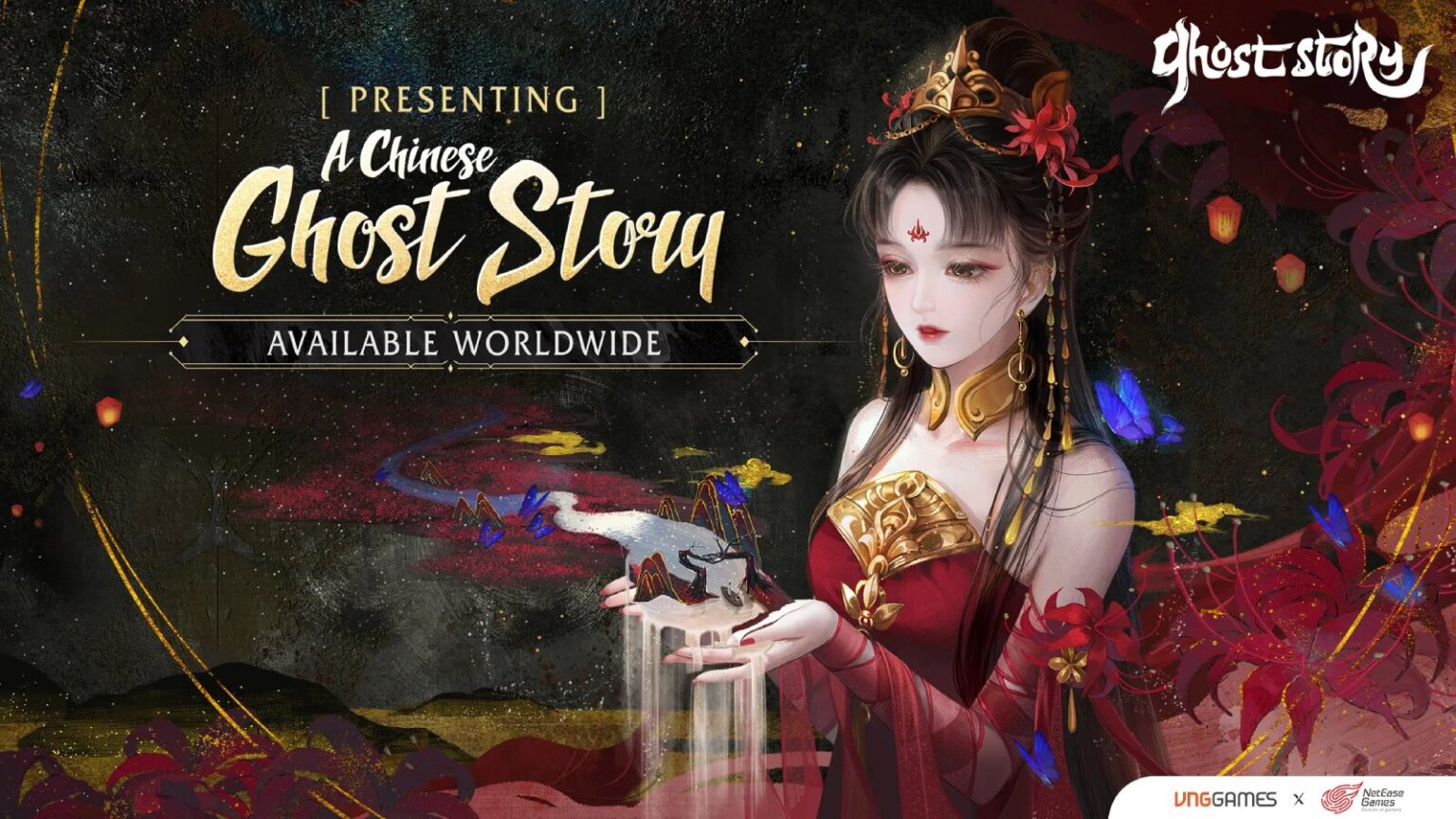 Promotional poster for the Ghost Story game featuring an ethereal woman