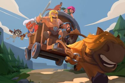 Characters From Clash Heroes Riding On A Vehicle