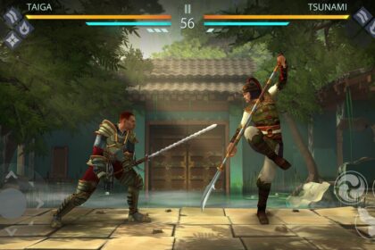 Two warriors duel in free mobile game scene