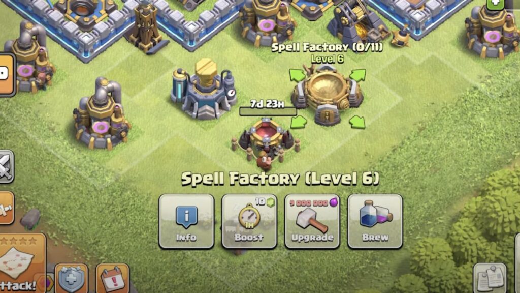 COC Spell Factory level 6 shows progress bar