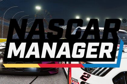 Race cars lined up in NASCAR Manager