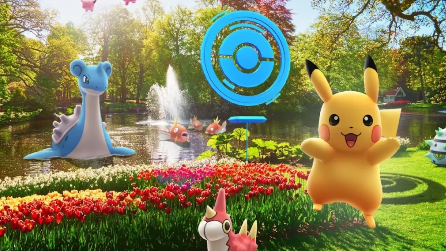 Pikachu celebrates Pokemon Go Community Day outdoors