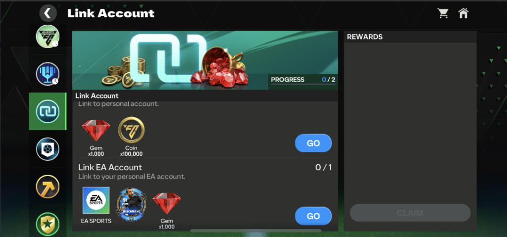 EA Sports FC Mobile prompts linking accounts for coins and gems rewards
