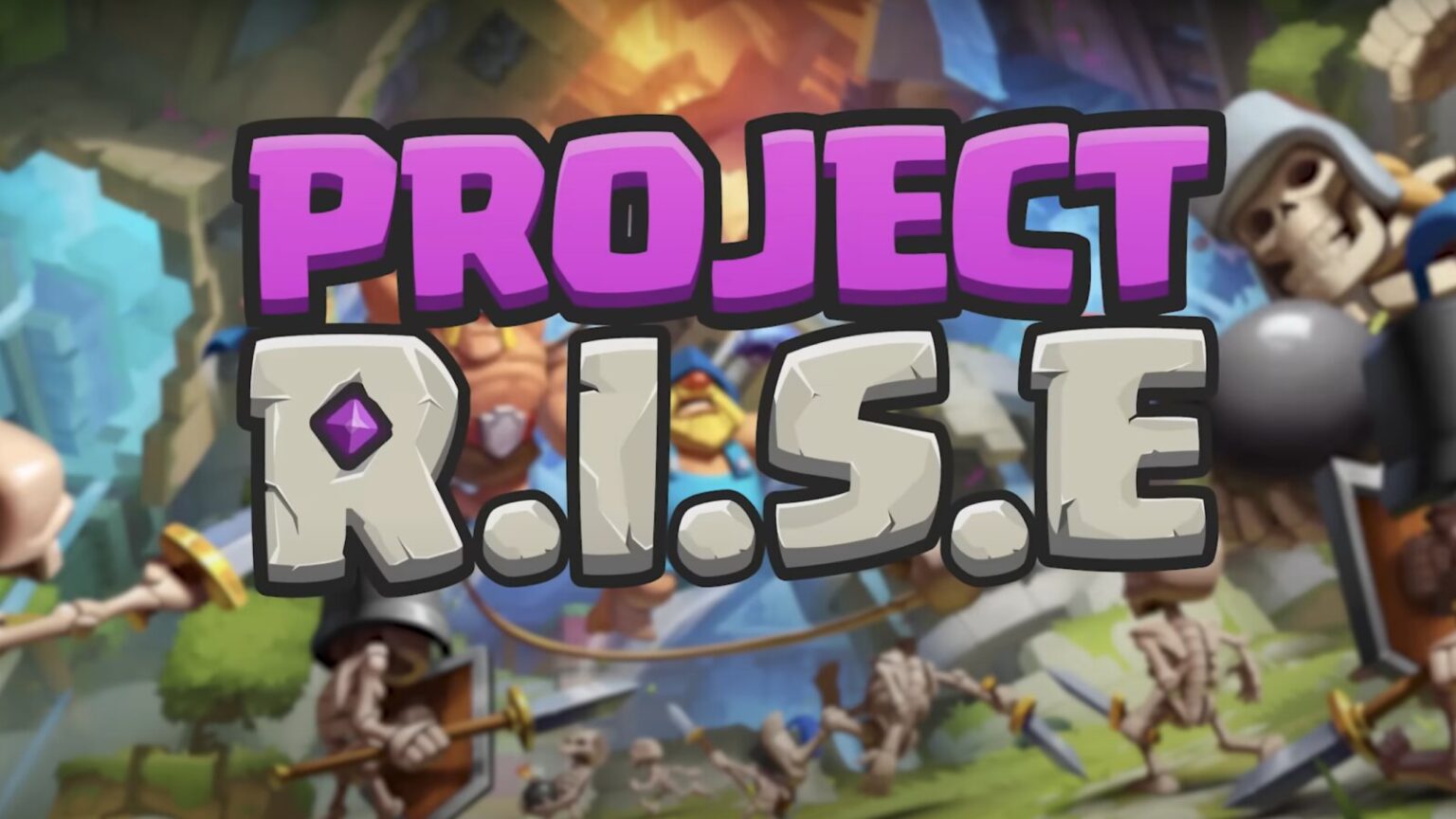 Supercell's Project R.I.S.E game featuring cartoonish characters and battle scenes