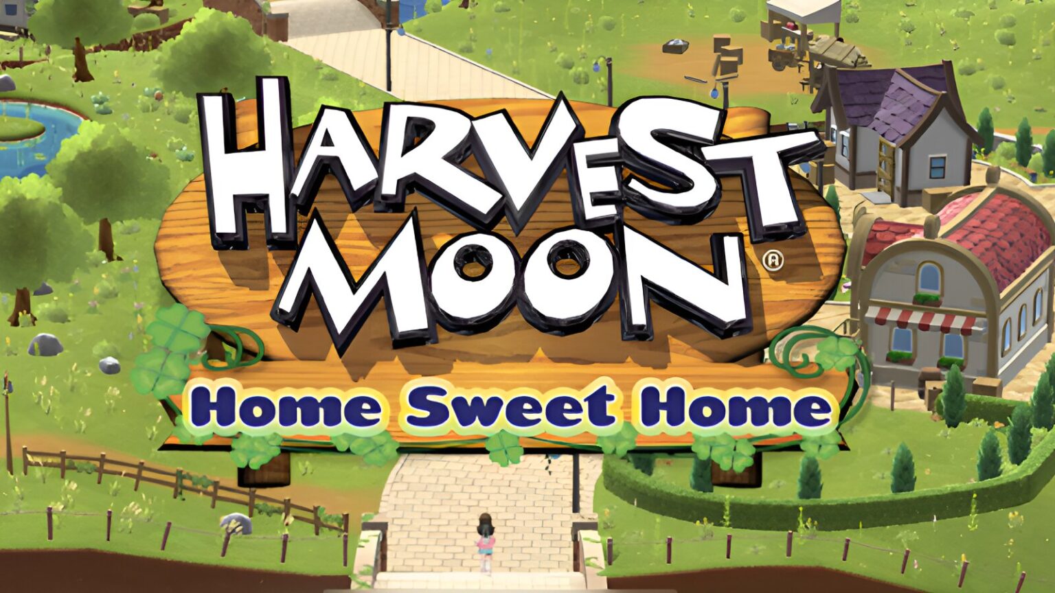 The image shows Harvest Moon: Home Sweet Home game logo artwork