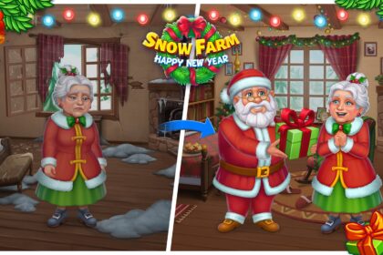 Transformation of a home with Santa magic in Christmas Themed mobile game