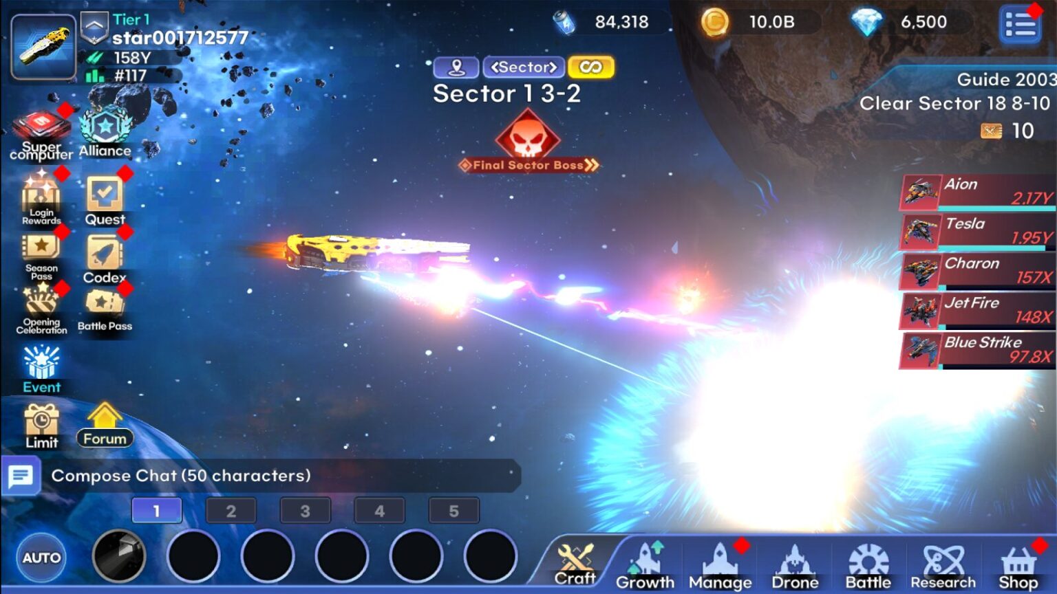 Spaceship battles final boss in Darkstar mobile game